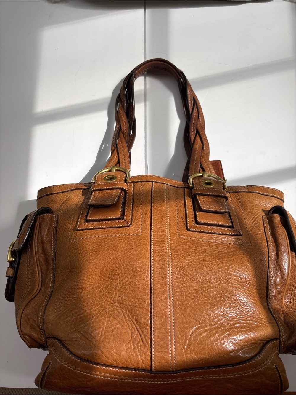 Coach Y2K SoHo Tote, Braided Handles, British Tan, Brass Hardware - Mint - Picture 2 of 11